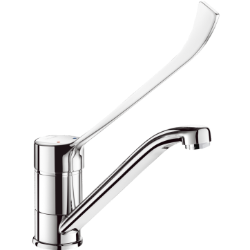 Picture of KWC DELABIE - Einhebelmischer für Spültisch oder Waschrinne, Einhebelmischer für Einlochmontage mit Schwenkauslauf H. 145 L. 215, 2210L - Auslauf H. 145 L. 215 - Durchfluss 9 l/min - Hygienehebel, Art.Nr. : 2210L