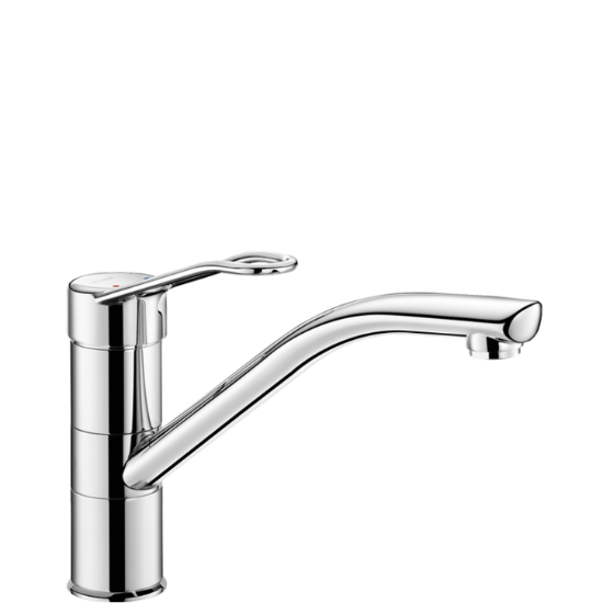 Bild von KWC DELABIE - Einhebelmischer für Spültisch oder Waschrinne, Einhebelmischer für Einlochmontage mit Schwenkauslauf H. 155 L. 230, 2510 - Auslauf H. 155 L. 230 - Durchfluss 9 l/min - Bügelgriff, Art.Nr. : 2510