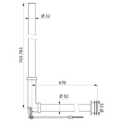 Picture of KWC DELABIE - Spülrohr, Für WC-Becken mit TEMPOMATIC, TEMPOFLUX oder TEMPOCHASSE-Spülarmatur, 769500 - PVC-Spülrohr m. Spülrohrverbinder, Wandstärke ≥ 60 mm (Befest. m. Stockschrauben), d 26/32, Art.Nr. : 769500