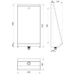 Picture of KWC DELABIE - Einzel-Standurinal L, Edelstahl Werkstoff 1.4301 satiniert - B. 600 mm - Für Fußbodeneinbau, 130200 - 1 Platz - B. 600 mm, Art.Nr. : 130200