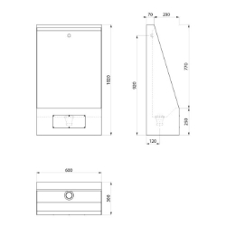 Bild von KWC DELABIE - Einzel-Standurinal LP, Edelstahl Werkstoff 1.4301 satiniert - B. 600 mm - Bodenstehend, 130300 - 1 Platz - B. 600 mm, Art.Nr. : 130300