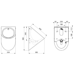 Picture of KWC DELABIE - Urinal DELTA HD wandhängend, Edelstahl Werkstoff 1.4301 satiniert - Spülwasseranschluss hinten, Art.Nr. : 164770