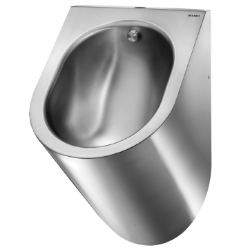 Bild von KWC DELABIE - Urinal DELTA wandhängend, Edelstahl Werkstoff 1.4301 satiniert - Spülwasseranschluss von oben, 134170 - Spülwasseranschluss sichtbar - Abgang verdeckt, Art.Nr. : 134170