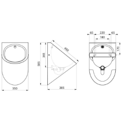 Bild von KWC DELABIE - Urinal DELTA wandhängend, Edelstahl Werkstoff 1.4301 satiniert - Spülwasseranschluss von oben, 134170 - Spülwasseranschluss sichtbar - Abgang verdeckt, Art.Nr. : 134170