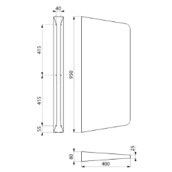 Picture of KWC DELABIE - Urinal-Schamwand LISO XL wandhängend, Edelstahl Werkstoff 1.4301 satiniert - H. 950 mm, 100600 - Höhe 950 mm, Art.Nr. : 100600