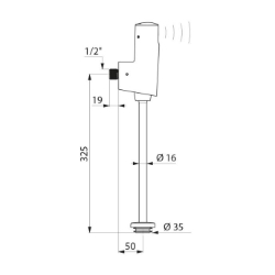 Picture of KWC DELABIE - Urinalspüler TEMPOMATIC 4, Elektronisch, mit integrierten Batterien, 479412 - Komplett-Set für Standard-Urinal, Wandanschluss, G 1/2B, Art.Nr. : 479412