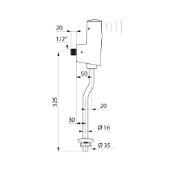 Picture of KWC DELABIE - Urinalspüler TEMPOMATIC 4, Elektronisch mit integrierten Batterien, 479416 - Komplett-Set für nicht standardisiertes Urinal, Wandanschluss, G 1/2B, Art.Nr. : 479416