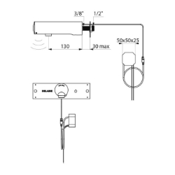 Picture of KWC DELABIE - Elektronisches Ventil TEMPOMATIC 4, Netzbetrieb mit UP-Netzteil, 443400 - Netzbetrieb mit UP-Netzteil - L. 130 mm - Wandmontage, UP-Wasseranschluss, Art.Nr. : 443400