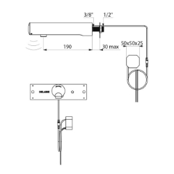 Picture of KWC DELABIE - Elektronisches Ventil TEMPOMATIC 4, Netzbetrieb mit UP-Netzteil, 443500 - Netzbetrieb mit UP-Netzteil - L. 190 mm - Wandmontage, UP-Wasseranschluss, Art.Nr. : 443500