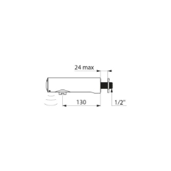 Picture of KWC DELABIE - Elektronisches Ventil TEMPOMATIC 4, Batterien integriert, 443426 - Batteriebetrieb - L. 130 mm - für Paneel 1 bis 24 mm, Art.Nr. : 443426