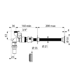 Bild von KWC DELABIE - WC-Druckspüler TEMPOFLUX 1, Selbstschließend, 761110 - Ventil einzeln - Spülzeit ~7 Sek., für Wandstärke ≤ 200 mm, G 3/4B, Art.Nr. : 761110