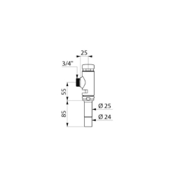 Bild von KWC DELABIE - WC-Druckspüler TEMPOFLUX 1, Selbstschließend, 761025 - Mit Spülrohranschlussstutzen d 25 und d 24, ohne Vorabsperrung, G 3/4, Art.Nr. : 761025